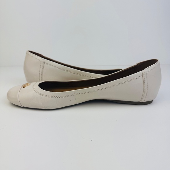 Coach Chelsea Ballet Flats Ivory Leather & Patent Leather Cap Toe Womens Sz 9.5B - Picture 9 of 12